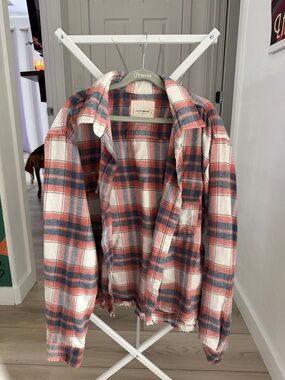 Lucky Brand Plaid Flannel Shirt Jacket - Red, Blue & Cream